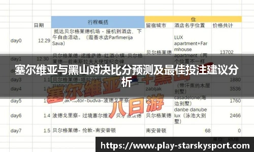 塞尔维亚与黑山对决比分预测及最佳投注建议分析